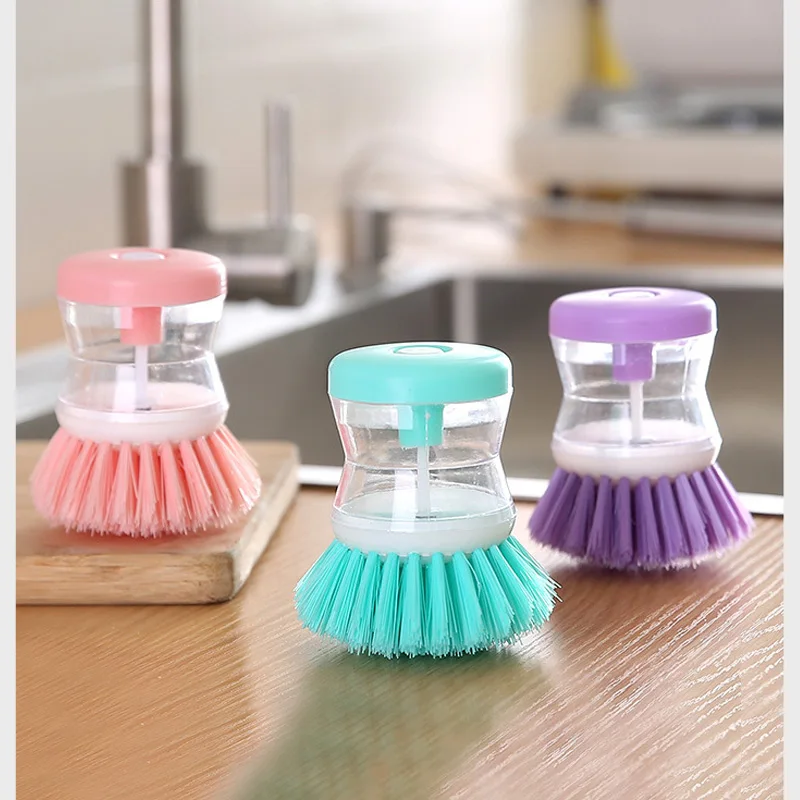 Dish Brush with Soap Dispenser,Palm Brush Storage Holder Set,Kitchen  Scrubber for Pan,Dishwand,Sink Clean and Vegetables