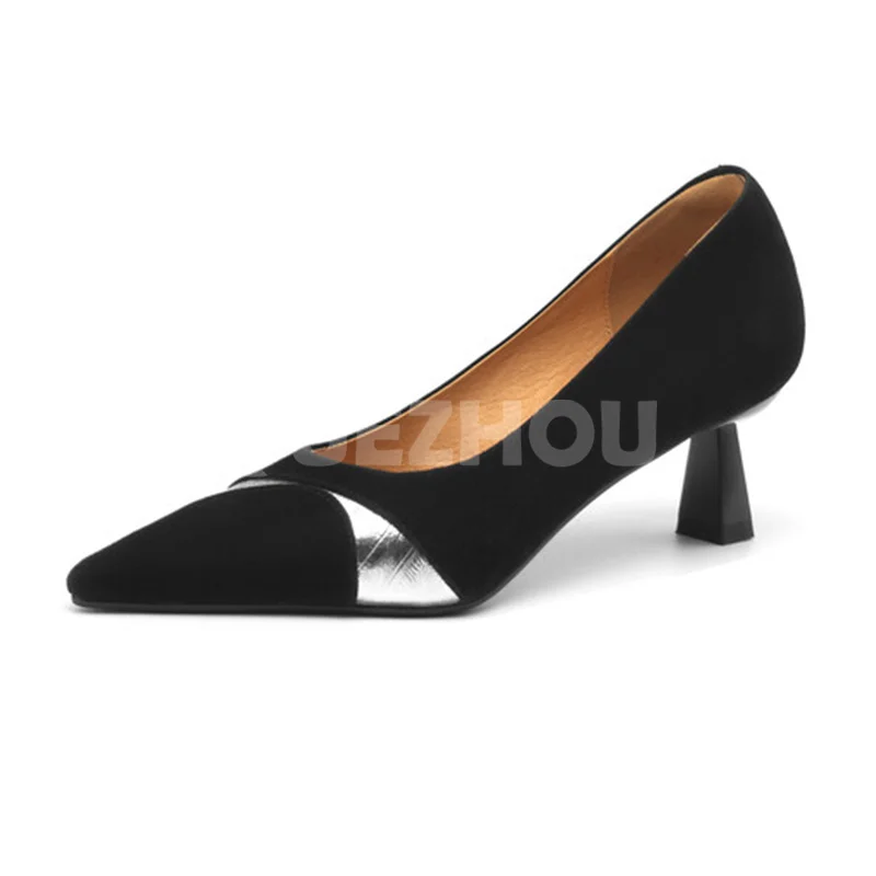 

Female Pumps Spring Autumn Walk Show New Shallow Mouth Mixed Colors Upper Pointy Toe Lady Shoes Simplicity Elegant Pumps