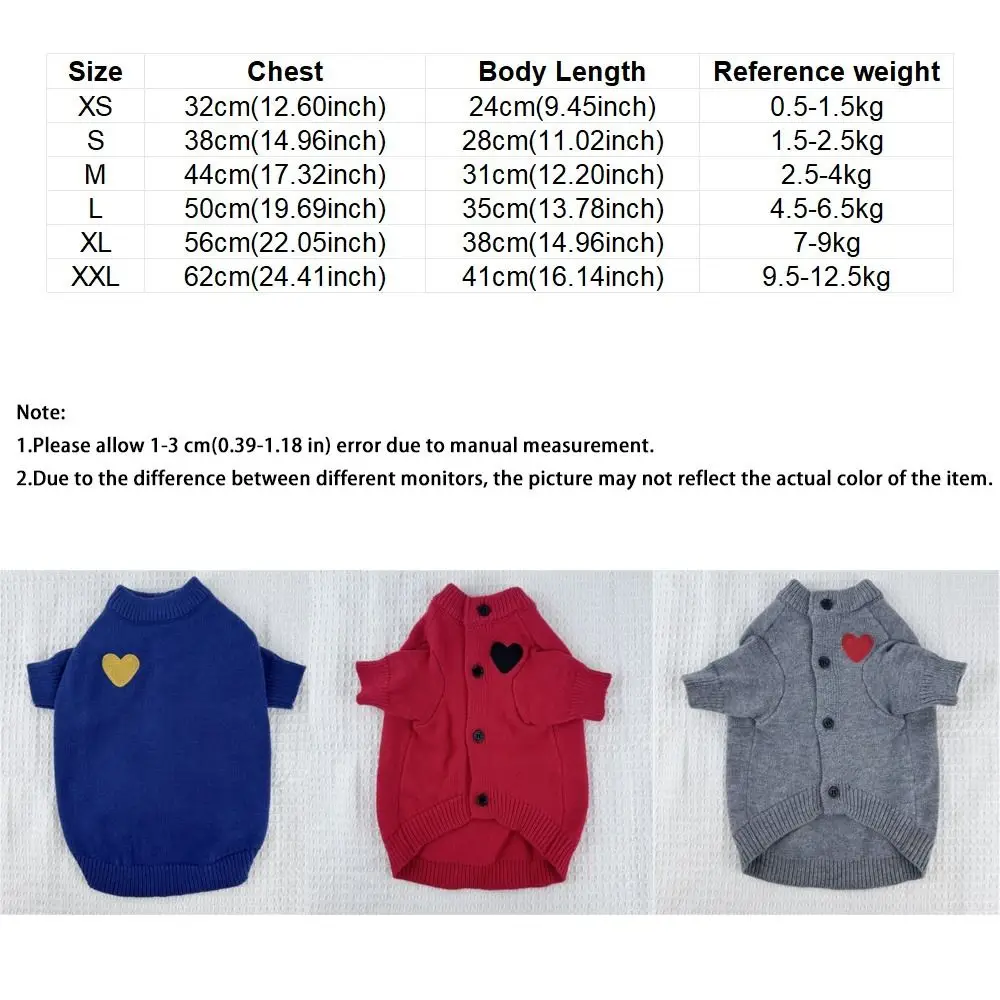 로맨틱한 강아지 사랑스러운 스웨터 피부 친화적인 하트 프린트 강아지 따뜻한 후드티 부드럽고 신축성 좋은 애완견 가디건 야외 산책용