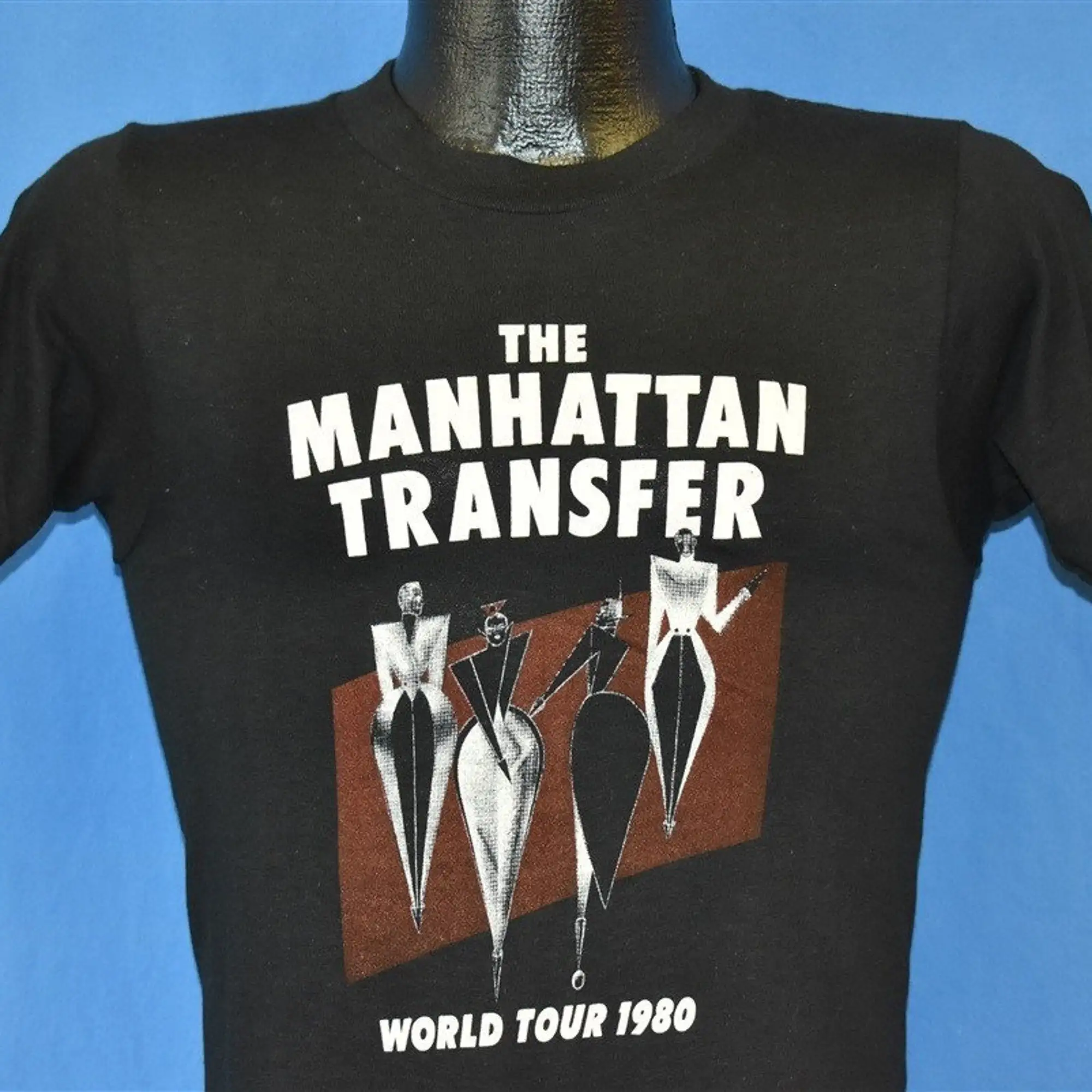 Anni '80 The Manhattan Transfer World Tour T-Shirt Deadstock Piccola
