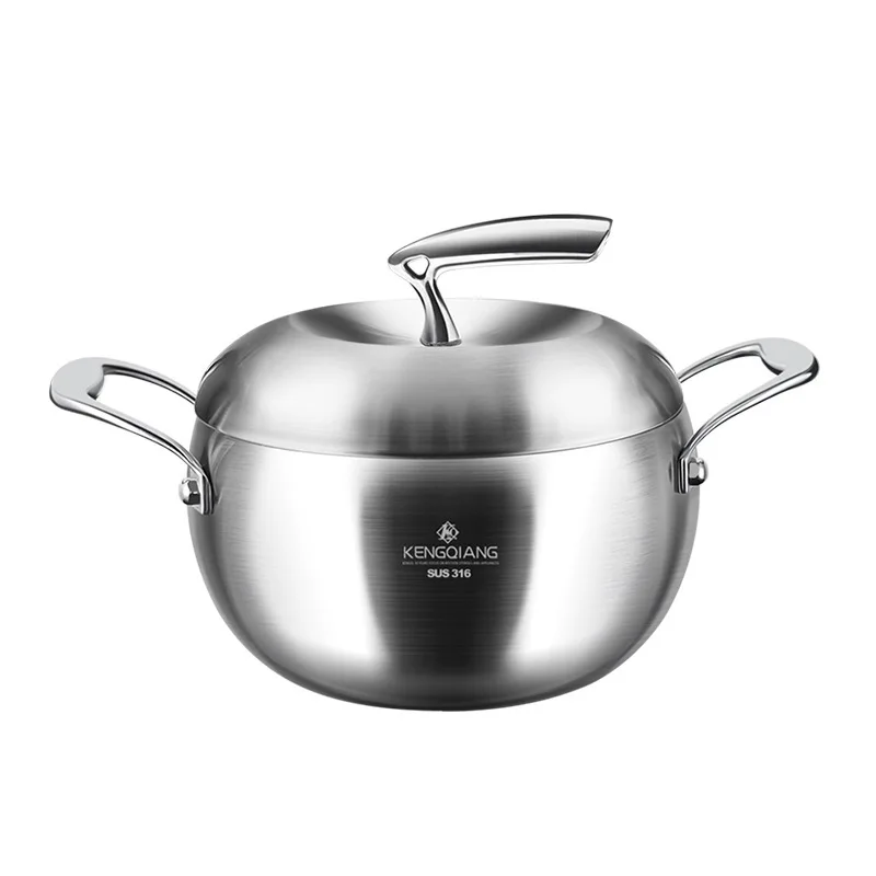 Soup pot 316 stainless steel household thickened induction cooker gas stove special deepening soup pot porridge uncoated