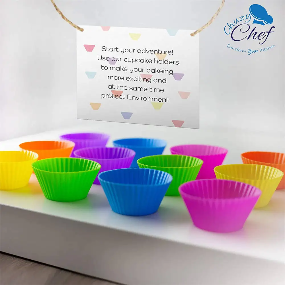 12pcs/Set Silicone Cake Mold Round Shaped DIY Cake Decorating Tools Muffin Cupcake Baking Molds Kitchen Cooking Bakeware Maker