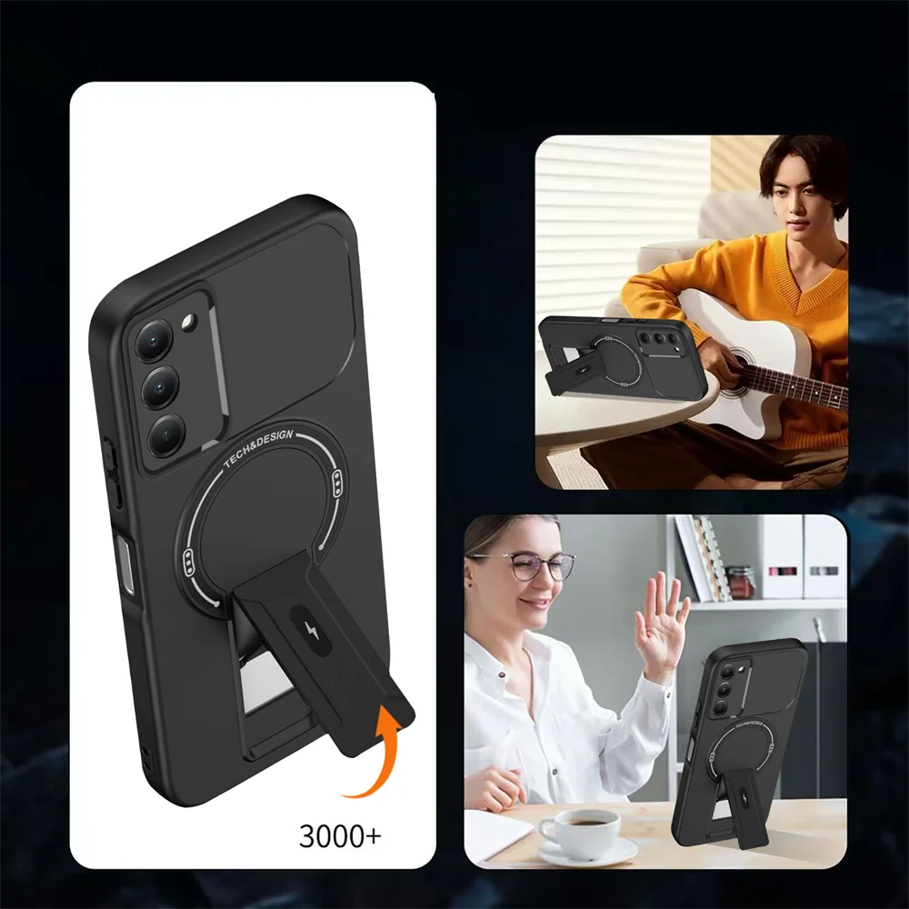 Enhanced Magnetic Lens Protection Foldable Phone Case with Soft Back Cover