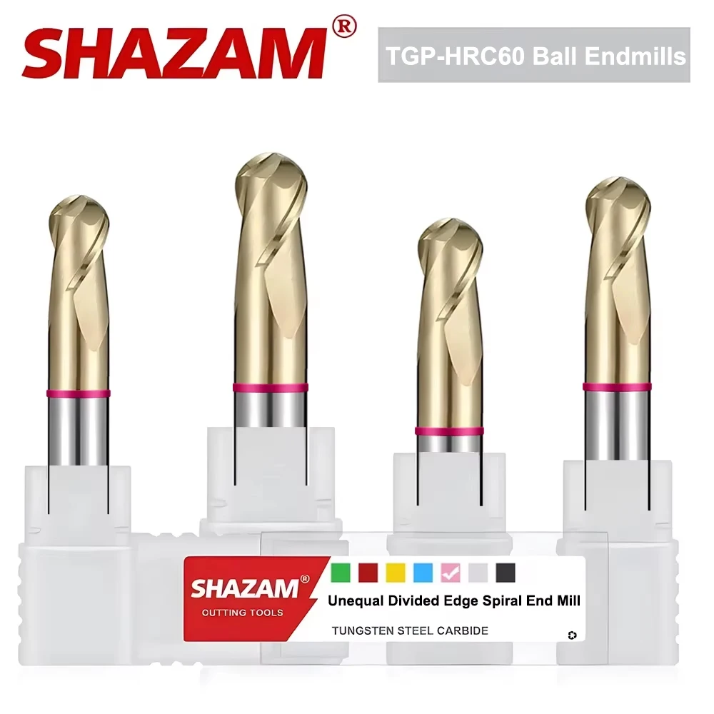TGP-HRC60 2-Flute Tungsten Carbide Ball Nose End Mill with Balchals AD Coating