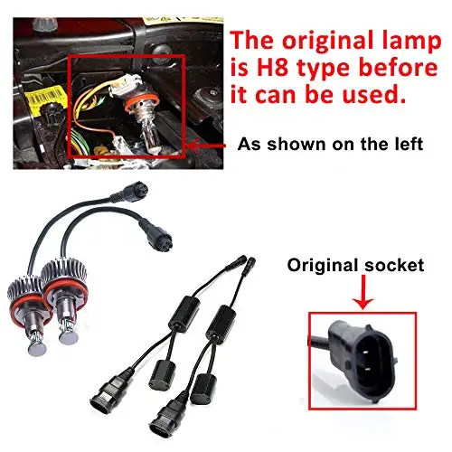 thumbnail image 2 of Ricoy 40W H8 LED Angel Eyes Bulbs - Bright White 6000K, Error-Free For BMW 1/3/5/X5/X6/Z4 (Plug & Play) 2 of 13