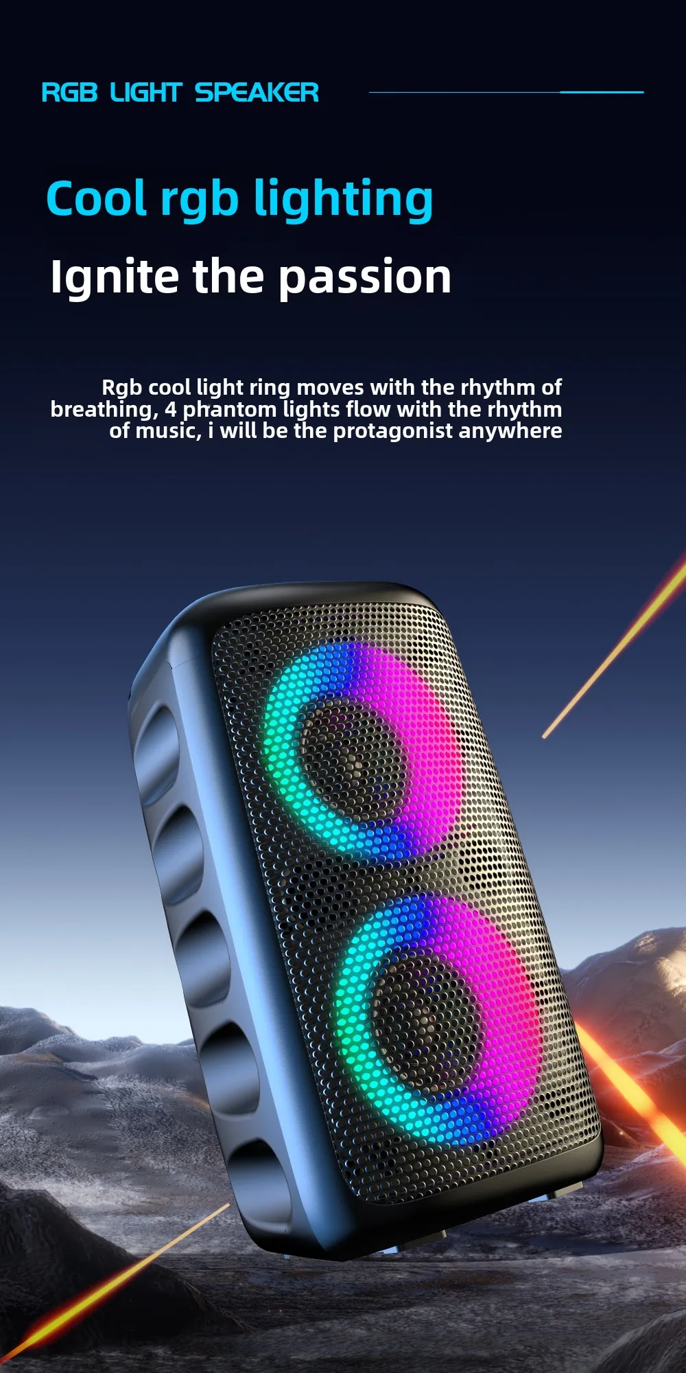 Description Picture 4 of itemWIFIT speaker, 2-channel multifunctional link, supports Bluetooth 5.3, TF card, USB mode/external microphone, long battery life