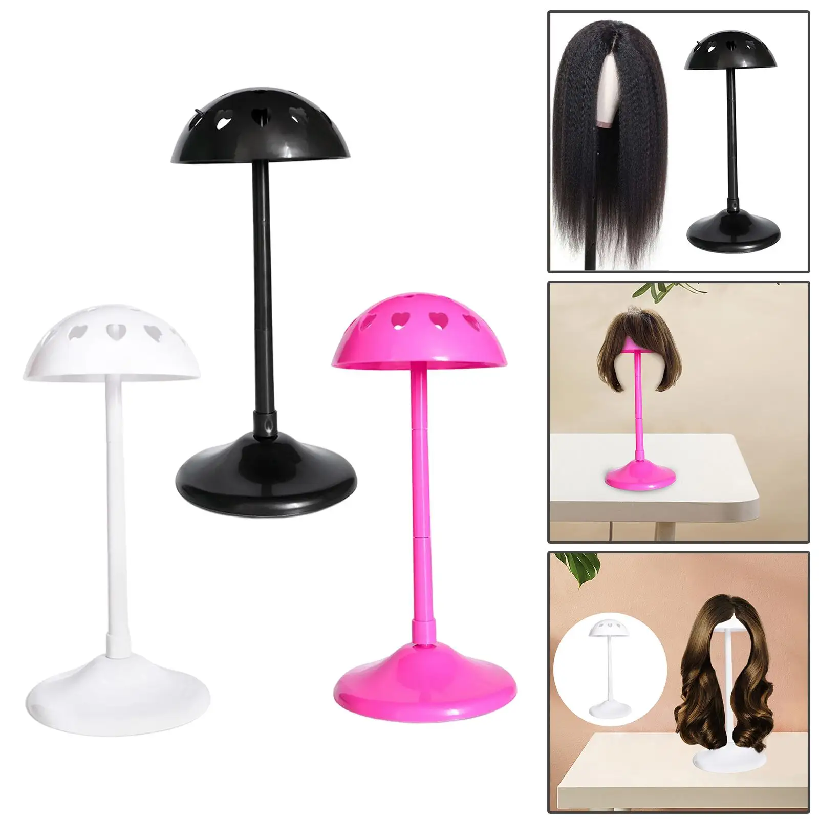 Wig Display Stand with Adjustable Height for Hair Care and Storage in  Wig Display Stand with Adjustable Height for Hair Care and Storage in