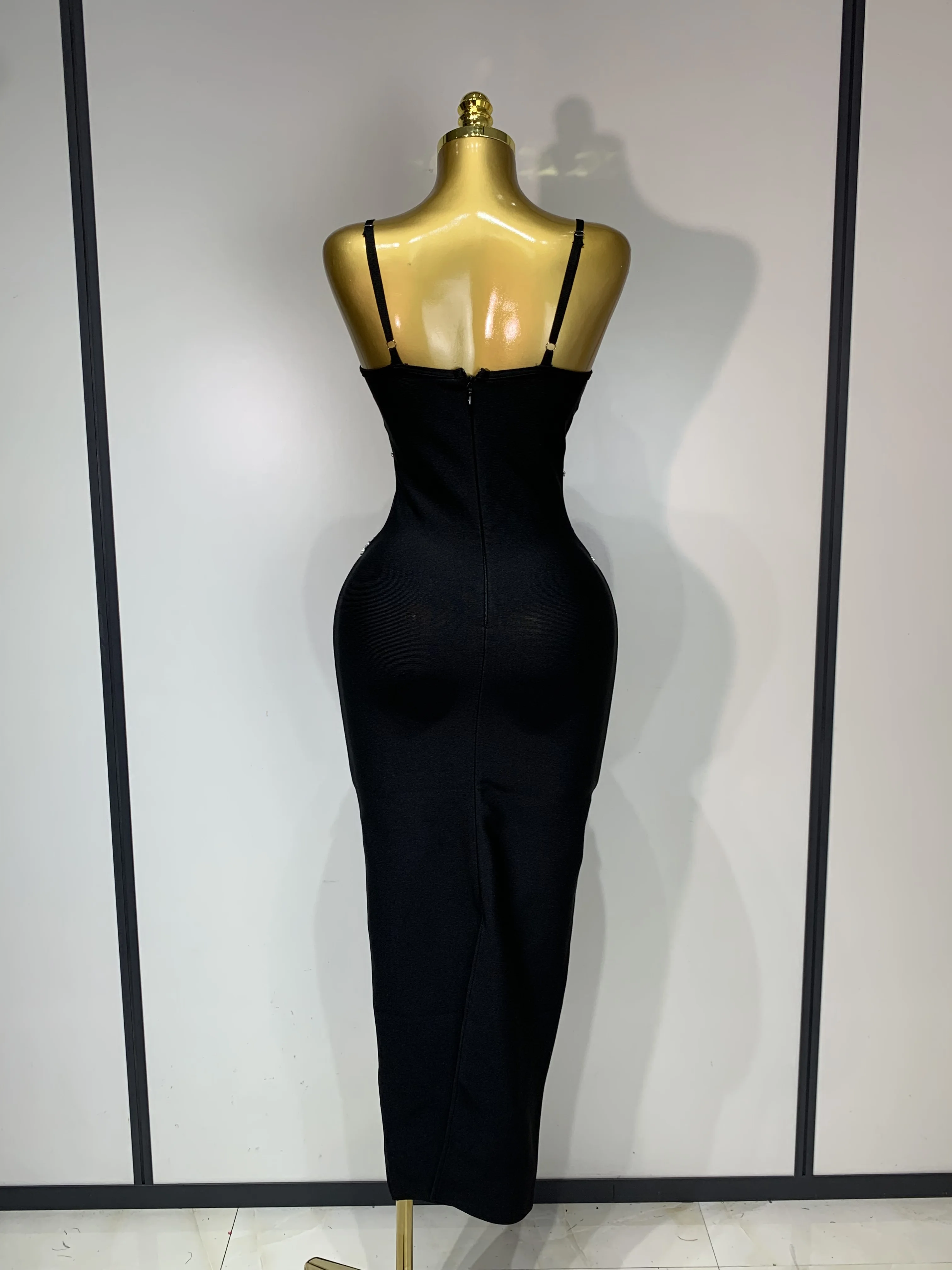 2025 New Spaghetti Strap Bodycon Bandage Dress Women Sexy Sparkly Beading Club  Evening Party Birthday Dresses Wedding Guest Gown - AliExpress