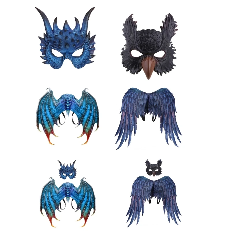 

Adult Owl Dragon Wings with Mask Carnival Party Role for Play Disfraces Women Stage Animal Cosplay Accessories Christmas