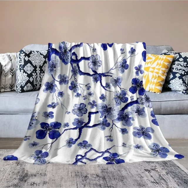 Blue Cherry Blossom Blanket 2