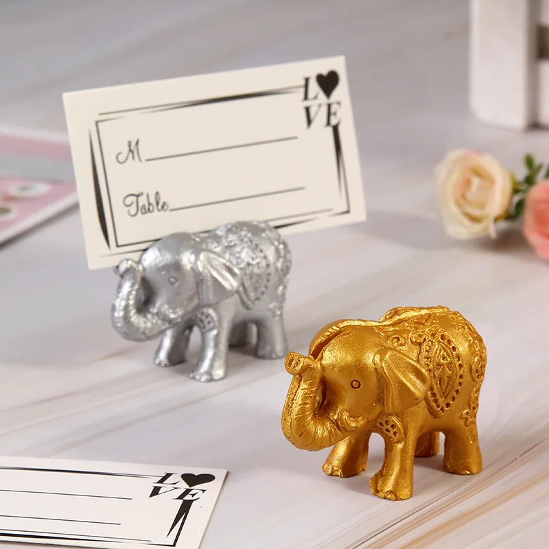 

Creative elephant resin seat gold and silver cute business card holder wedding souvenir gift box
