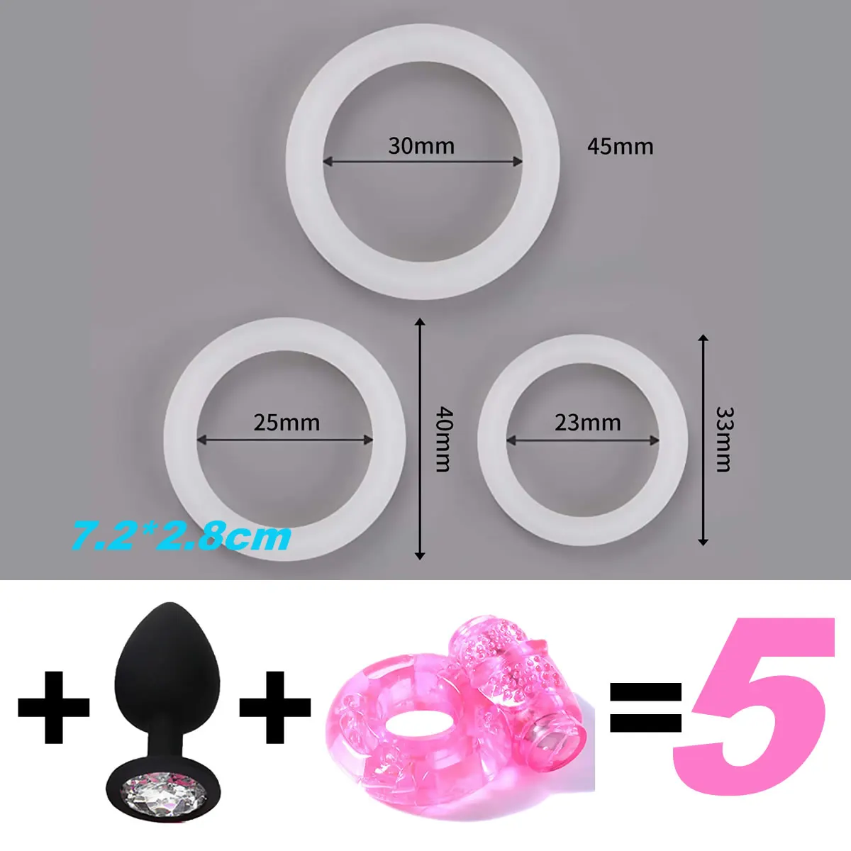 5PCS/KIT Rings Flash In The Night Durable Silicone Sex Toy for Men Male Delay Ejaculation Scrotum Lock Ring_voghion.com