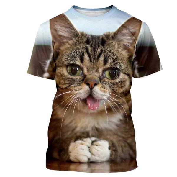 

2023 New Men/women Fashion Cute Funny Cat 3d Print T-shirt Casual Round Neck Short Sleeved T Shirt