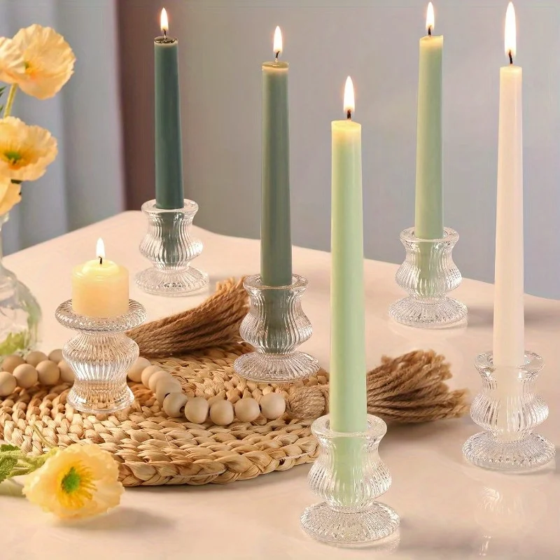 Elegant Candle Holder Set - Romantic Desk Accessories for Weddings and Holiday Decor (Set of 6)