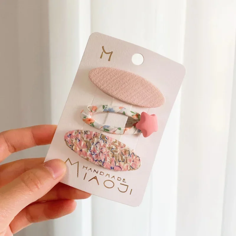 3Pcs/set Cute Floral Baby Hair Clips Korean Oval Toddler Girl Hair Pin Bang Side Clips for Little Girl Kids Hair Accessories