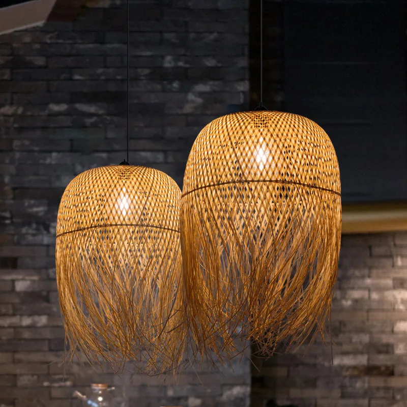 Southeast Asia Bamboo Chandelier Lights Japanese Zen Pendant Lamp Led Hanging Home Decor Luminaire Suspendu Fixture |