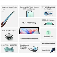 DOOGEE T10S Tablet PC 4G 10.1 Inch 6GB RAM+128GB ROM FHD 8.4MM Display Support 6600mAh Battery Android 13 Tablet Pad WiFi 2