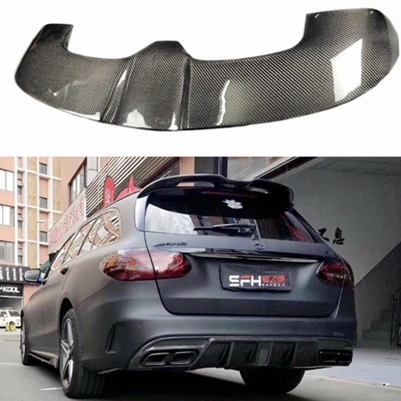 

Sedan 5 Door Hatchback For Mercedes Benz C Class W205 Travel Version 2016-2019 Carbon Fiber Spoiler Rear Trunk Boot Lip Roof