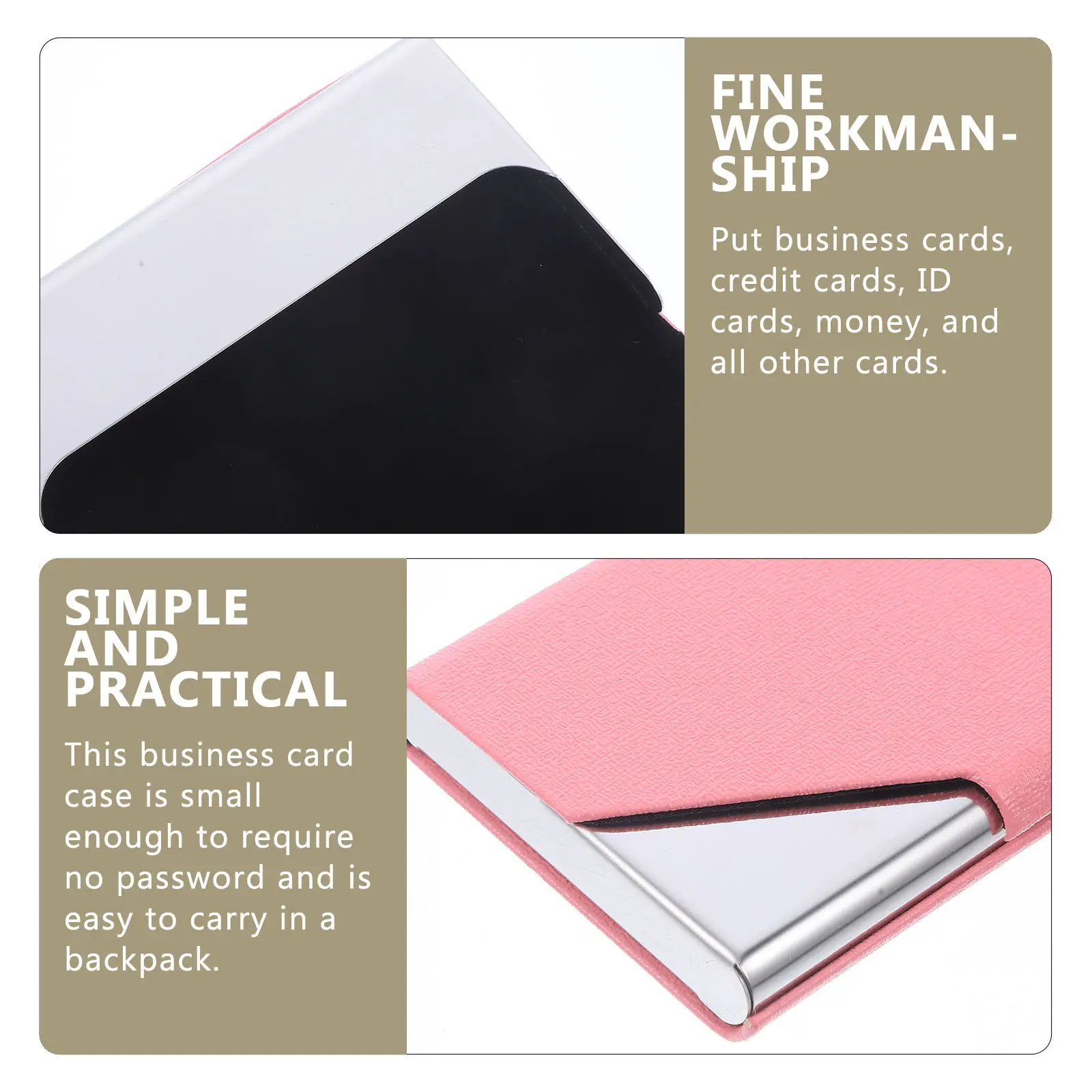 프리미엄 스테인레스 스틸 PU 명함 케이스 슬림 휴대용 카드 정리함 남녀 방문 카드 홀더 사무실 책상용