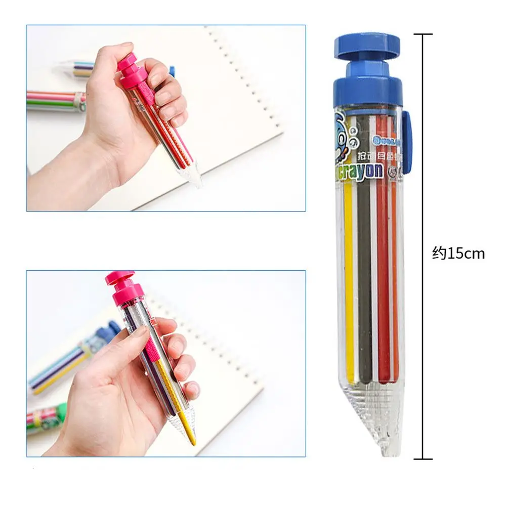 8 In 1 Multicolor Crayons Creative Push Style DIY Replaceable Oil Pastel Colored Pencil for Kids Graffiti Painting Tools