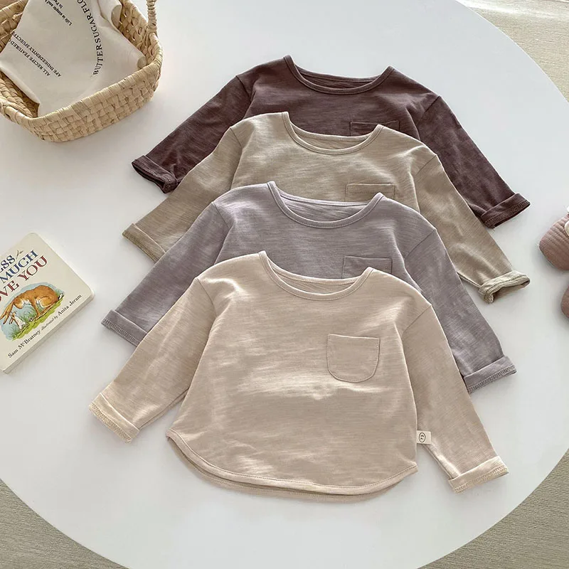 2024 Autumn 0-5Y Kids Infant Blouse Baby Cute Cotton Solid Undershirt Girls Bear Outwear Bottoming Shirt Boys Tops Blouse - Image 3