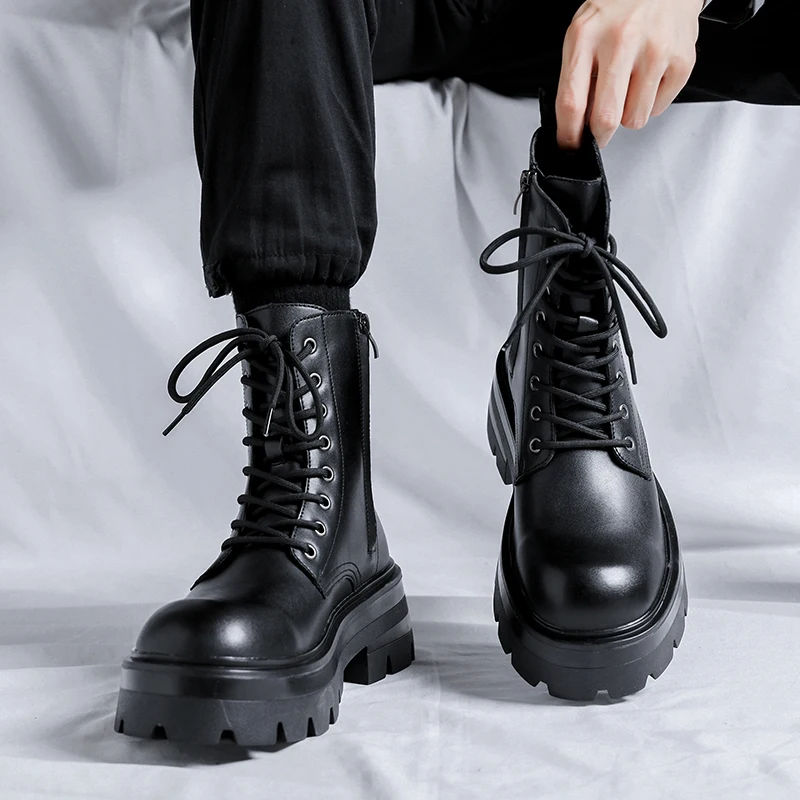 Winter Breathable Men Boots Fashion Street Style Casual Shoes Personalized Trend High Top Men Shoes Comfortable Casual Boots 2