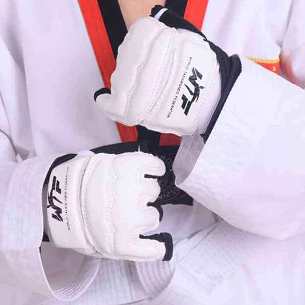 Description Picture 5 of item1 Pair Karate Gloves Taekwondo Equipment Half Finger Protector Boxing Hand Foot Protection Foot Guards Martial Arts Kickboxing