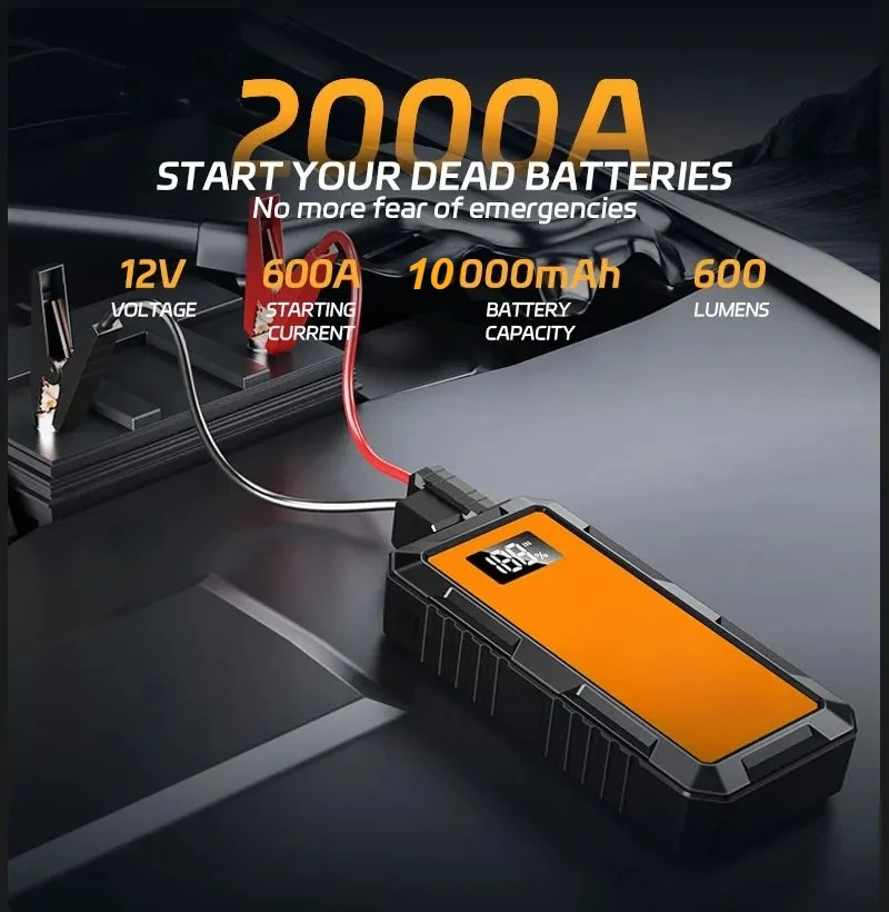 12V 8000mAh Car Jump Starter with Digital Display Portable Power Bank Charger Au