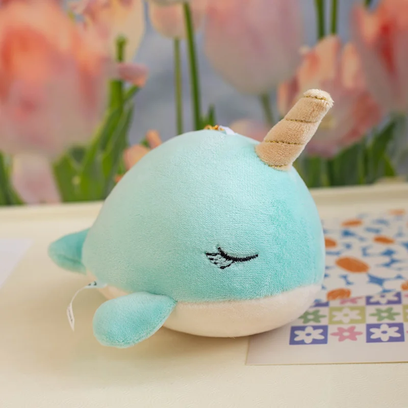 Adorable Narwhal Plush Pendant – Soft Cartoon Sea Creature Stuffed Toy Keychain