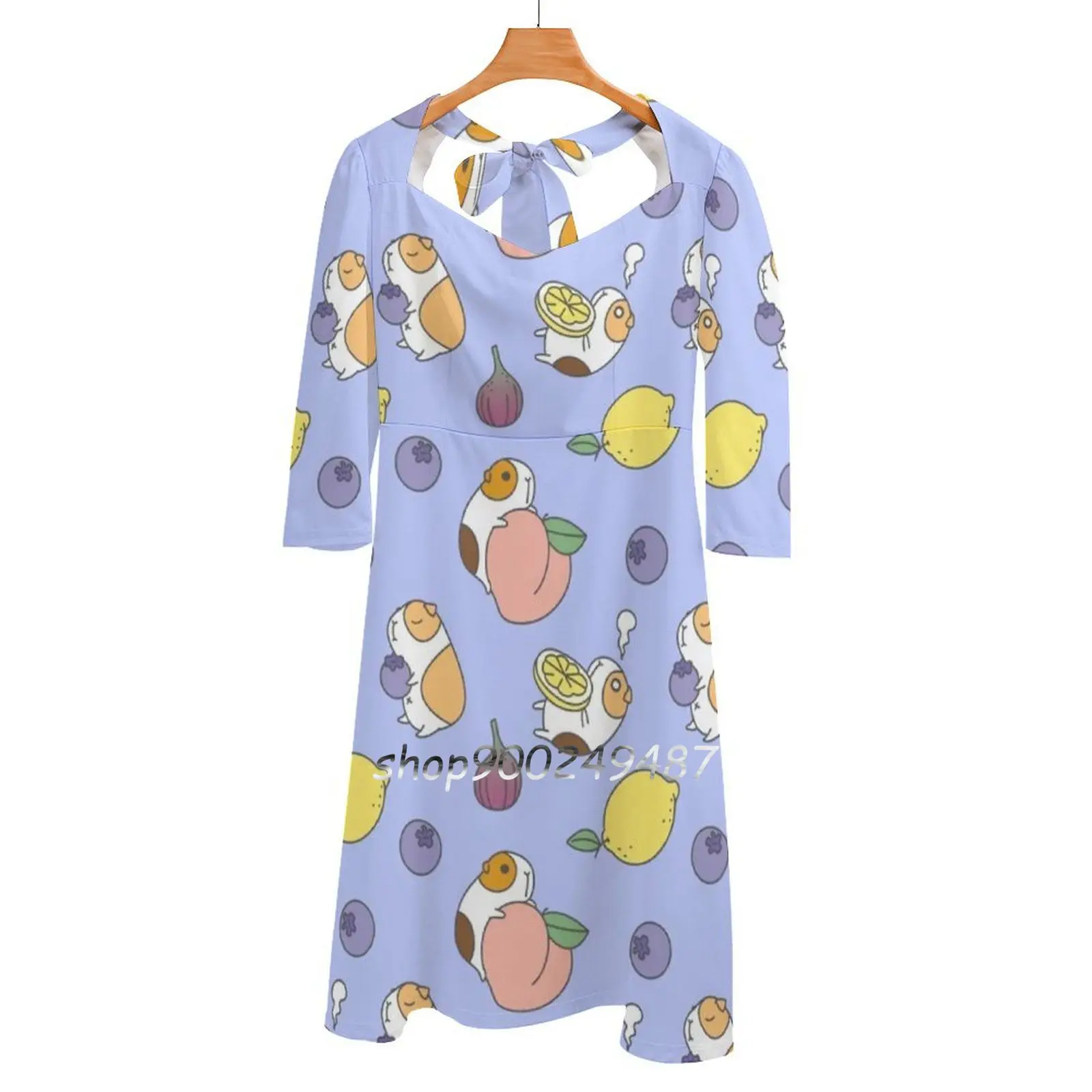 

Guinea Pig And Blueberry Sweet Elegant Dress Women Korean Kawaii Square Collar Dress Guinea Pig Guinea Pig Blueberry Blue Berry