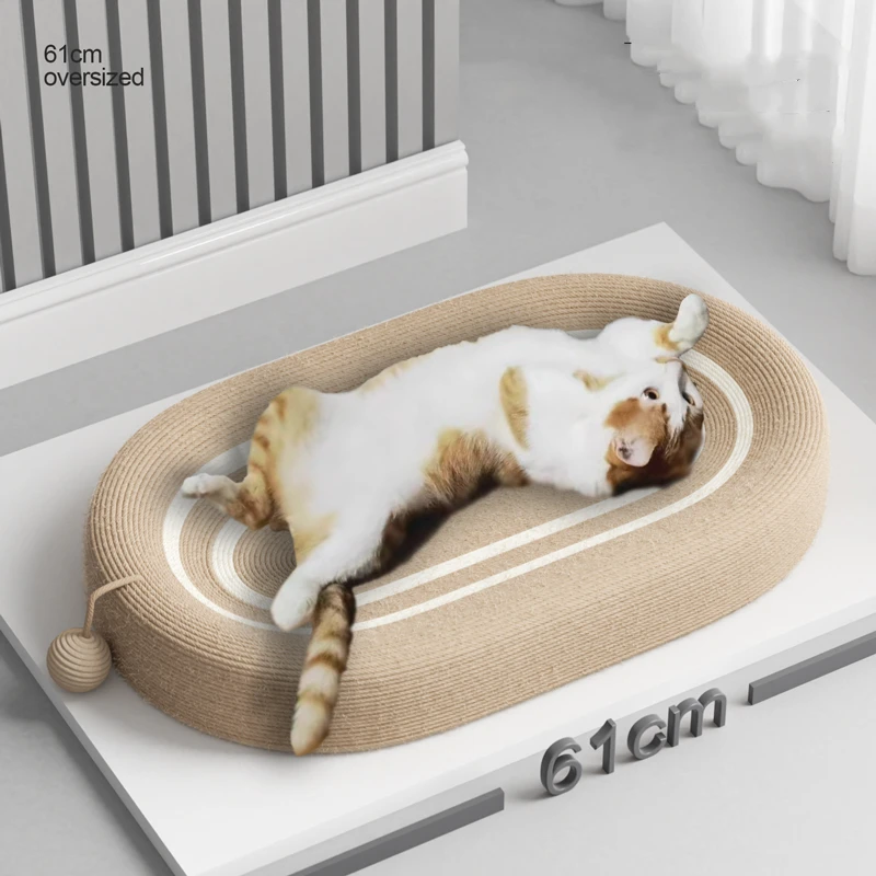 

Sisal Cat Scratching Board Non-frizzling Large Size Cat Basin Tray Rattan Cat Claw Plate Resistant Cat Litter Bed