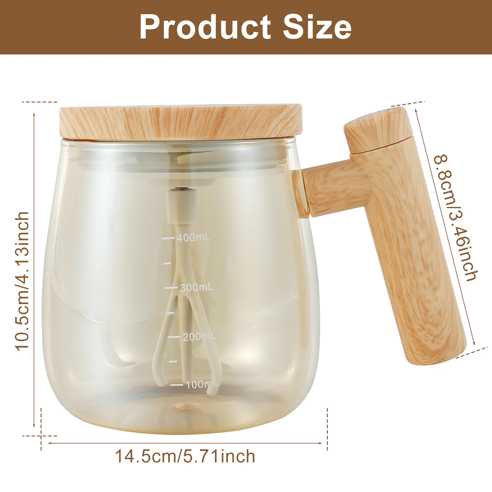 Taza de café con agitación automática, vaso mezclador eléctrico de 400ml,  de vidrio, a prueba de agua, mezcla de proteínas en polvo - AliExpress 15