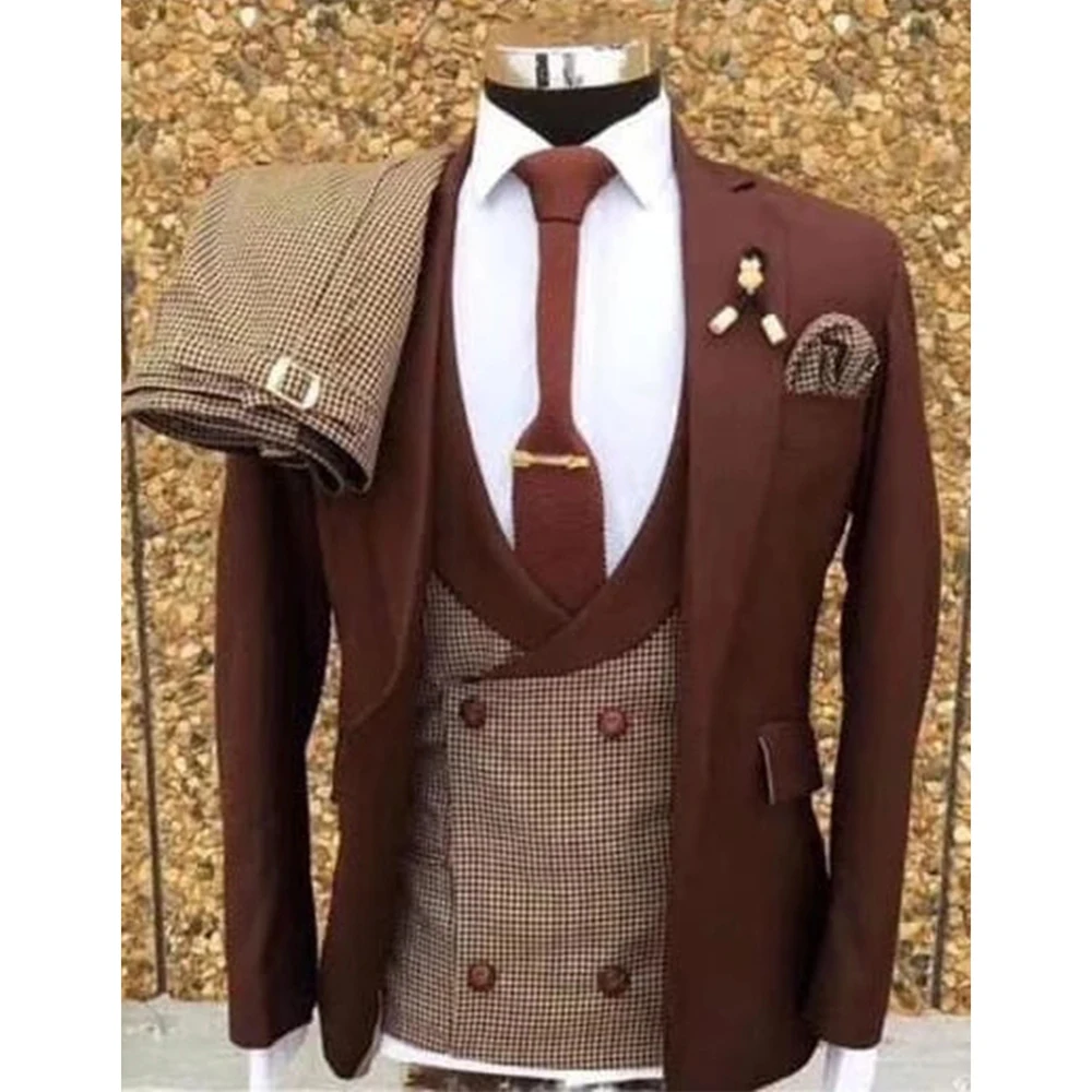 

2023 New Elegant Men's Business Suits Slim Groom Party Bridegroom Male Set 3 Pieces(Jacket+Pant+Vest) Traje De Novio Para Boda
