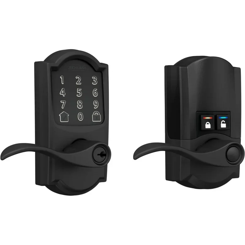 

FE789WB CAM 622 Acc Encode WiFi Accent Lever, Keyless Entry Touchscreen By Lock with Camelot Trim, Matte Black