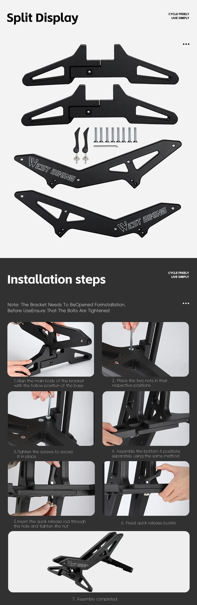 WEST BIKING Verstellbarer Fahrradständer Tragbarer MTB- und Rennradständer für Garage und Zuhause Eingebauter Fahrrad-Präsentationsständer Fahrradzubehör – Detail 6