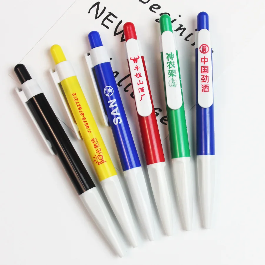 100pcs Plastic Ballpoint Pen Custom LOGO Advertising Pen Custom Printing Publicity Company Hotel Company Signature Pen