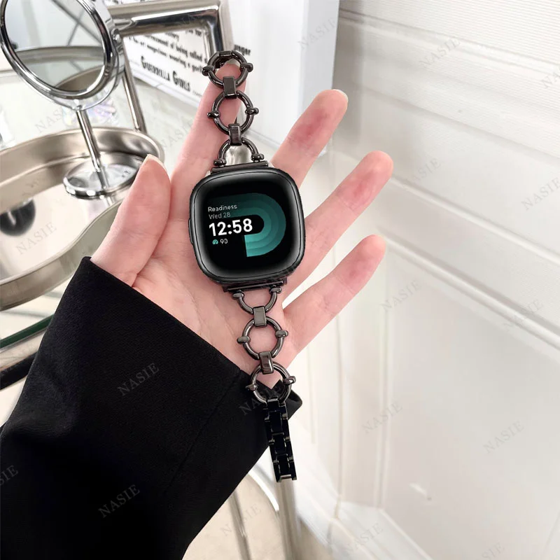 Luxury Stainless Steel Chain Strap Bracelet for Fitbit Versa & Sense Series