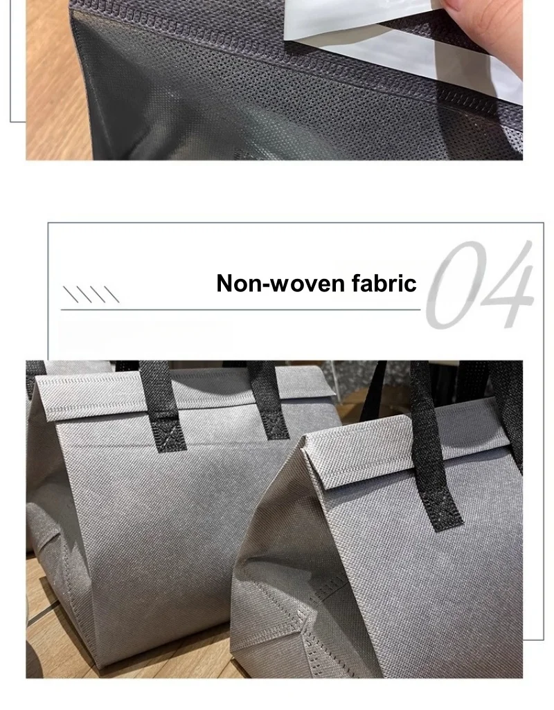 10pcs Grey Non-Woven Insulated Tote Bags – Reusable Portable Pouches for Bread, Food, B... - SKU NITB1619 - UGI Packaging