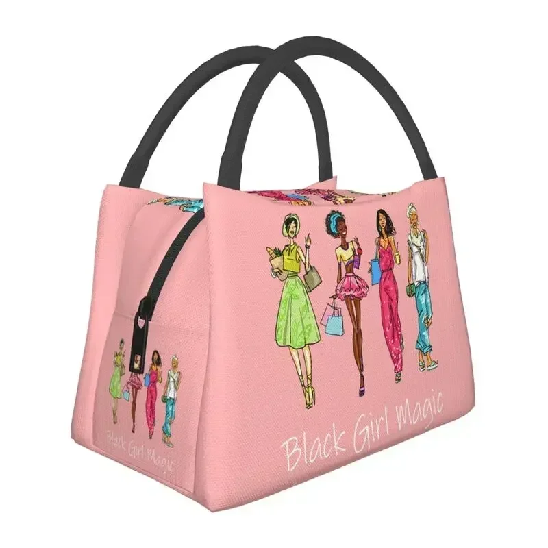 

Black Girl Magic Insulated Lunch Bag Resuable African Women Cooler Thermal Lunch Tote Work Picnic Food Tote Bags