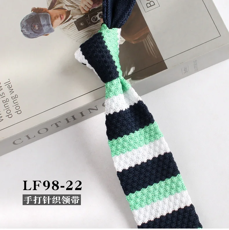 New Trendy British Casual Knitted Ties For Men Narrow Flat 6cm Width Striped Neckties College Boys Shirt Accessories Suit Cravat