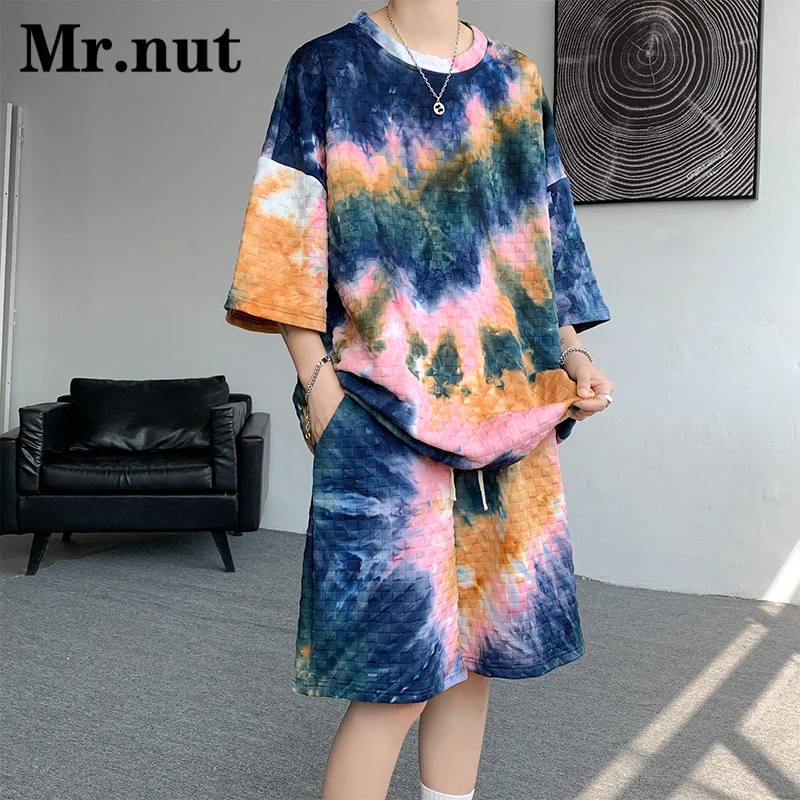 

Mr.Nut Dopamine Unisex T Shirt Sportswear Suit Casual Beach Vacation Men's Clothes Two Piece Set Summer Fashion Loose Streetwear