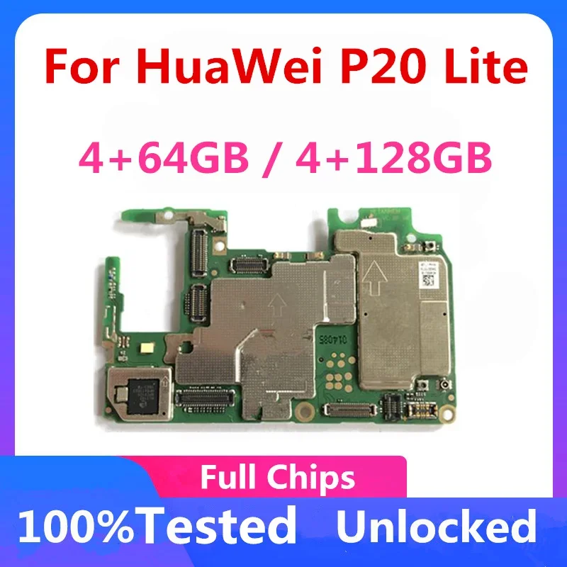 100% Unlocked Motherboard Full Chips Logic Board Tested Working 32 64 128GB Placa For Huawei P20 LITE mobile motherboard cell phone parts