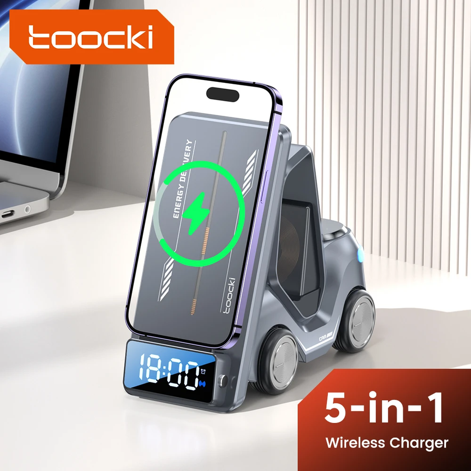 Toocki 5 in 1 Wireless Charger Phone Holder 15W Fast Charging Dock Station For iPhone 14 13 Apple Watch 8 7 6 IWatch Airpods Pro