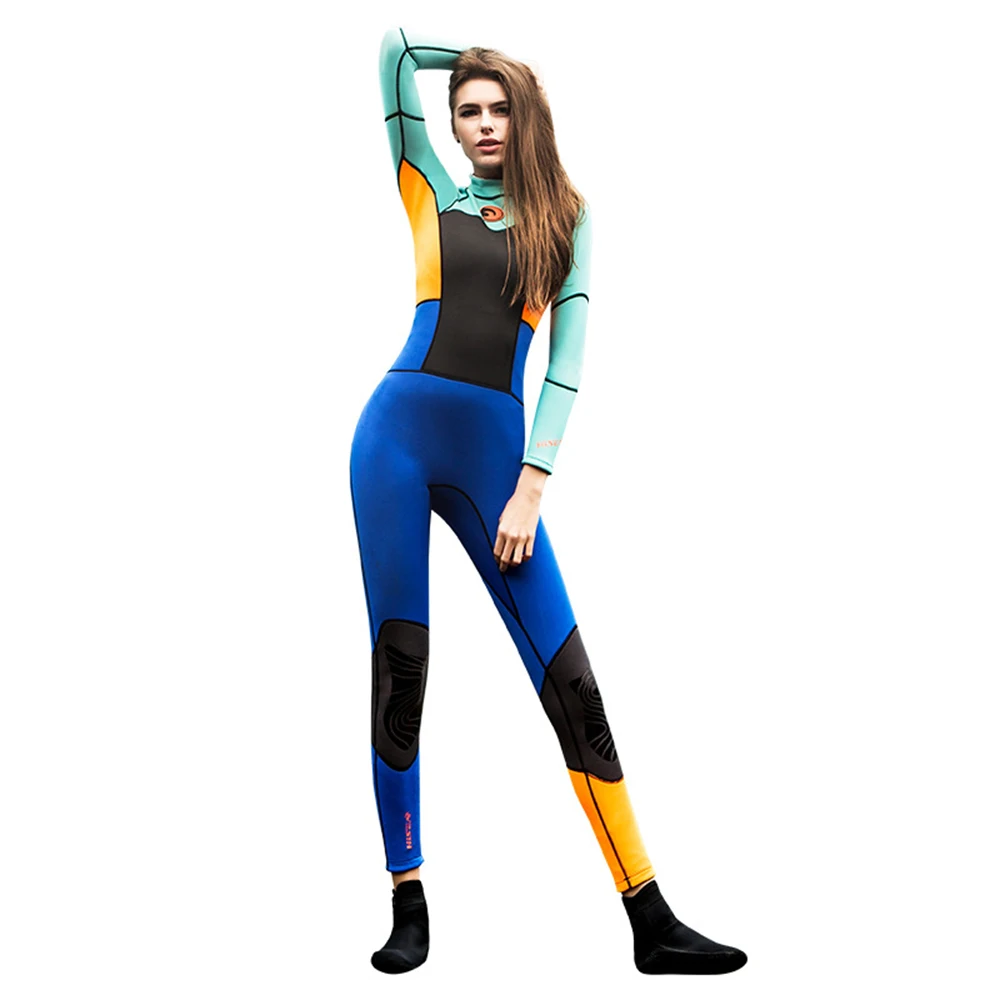 

Женский неопреновый цельный костюм для дайвинга 1,5 мм, модный теплый купальный костюм с защитой от солнца, костюм для водных видов спорта, дайвинга и серфинга