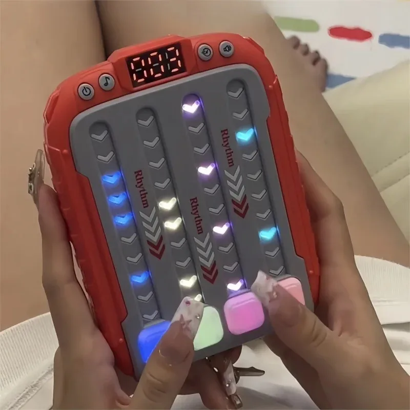 Music puzzle game Electronic Music Puzzle Game Machine Montessori Pockets Travel Toy Light Up Educational Sensory Fast Push Table Game