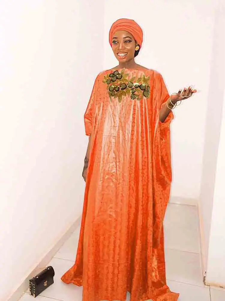 

High Quality African Bazin Maxi Dress - Ideal for Everyday Wear and Birthday Parties Casual and Special Occasion Long Robe Dress