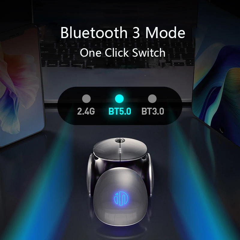 Metal Bluetooth Mouse com Usb-c Ratos Gamer Recarregáveis Modo 2.4g Fit para pc Laptop Win Mac x2 - Imagem 5