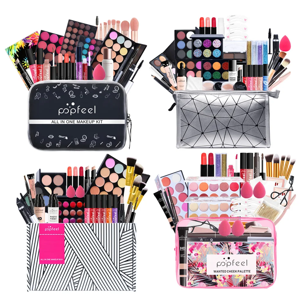 All In One Makeup Set (Eyeshadow, Ligloss, Lipstick, Brushes, Eyebrow, Concealer, Highlight) Cosmetic Bag Eye Shadow Kit Makeup Set Makeup Kit