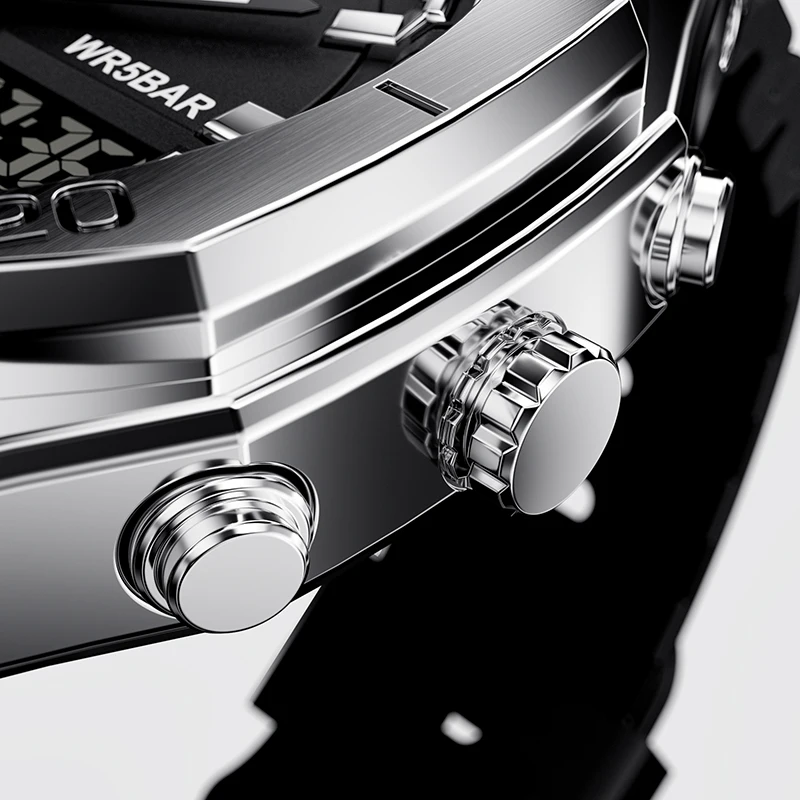 FORSINING Orologio Uomo Quadrato Cronografo: Sportivo Analogico Al Quarzo, Cinturino In Silicone