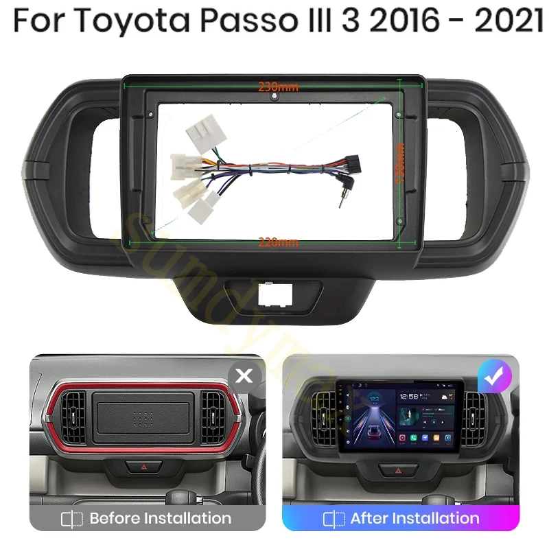 

Double 2 Din Car Radio Frame for Toyota Passo III 3 2016-2021 Auto Stereo Panel Dash Installation Kit Trim Bezel Cover